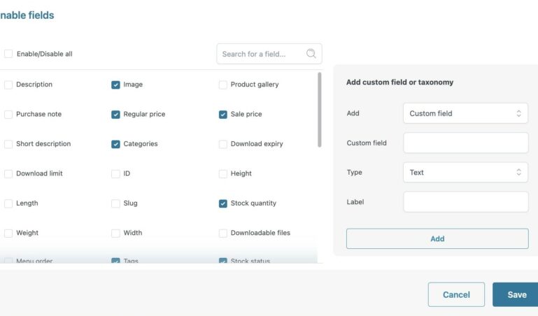 Enable fields