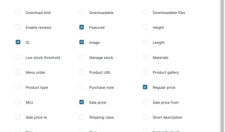 Show/Hide columns