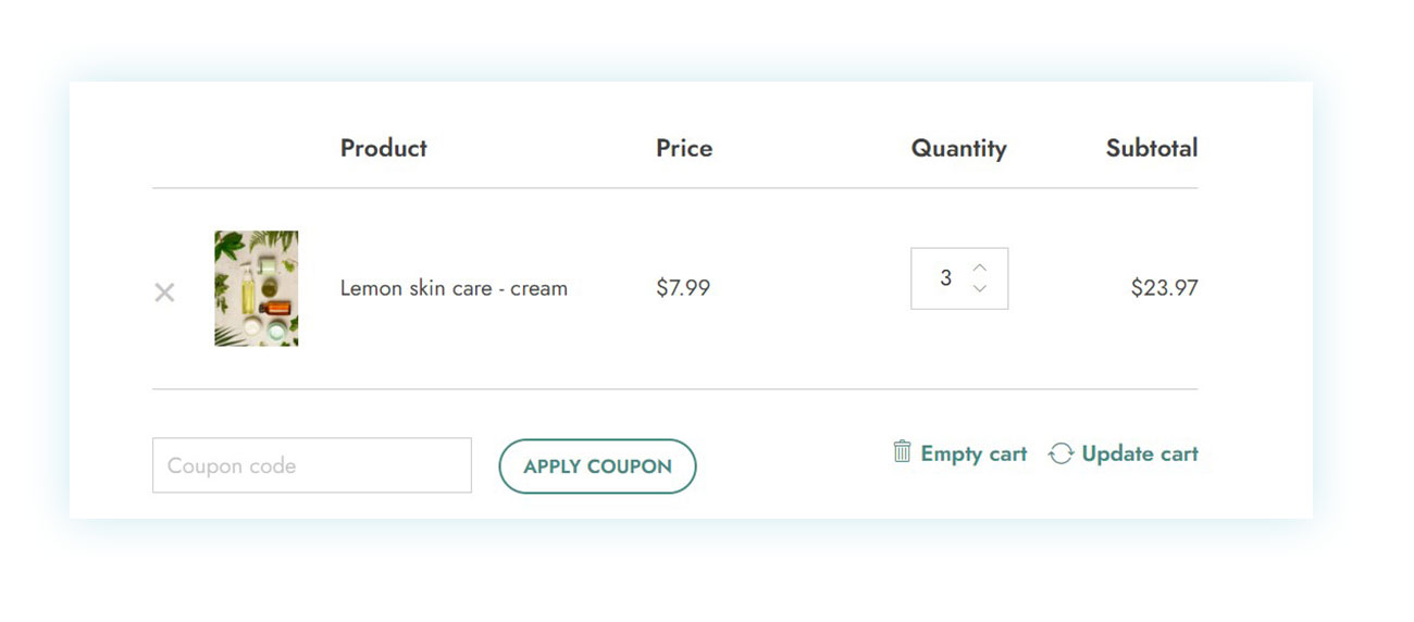 Cart example without discount