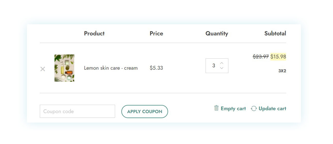 Rule added to the cart