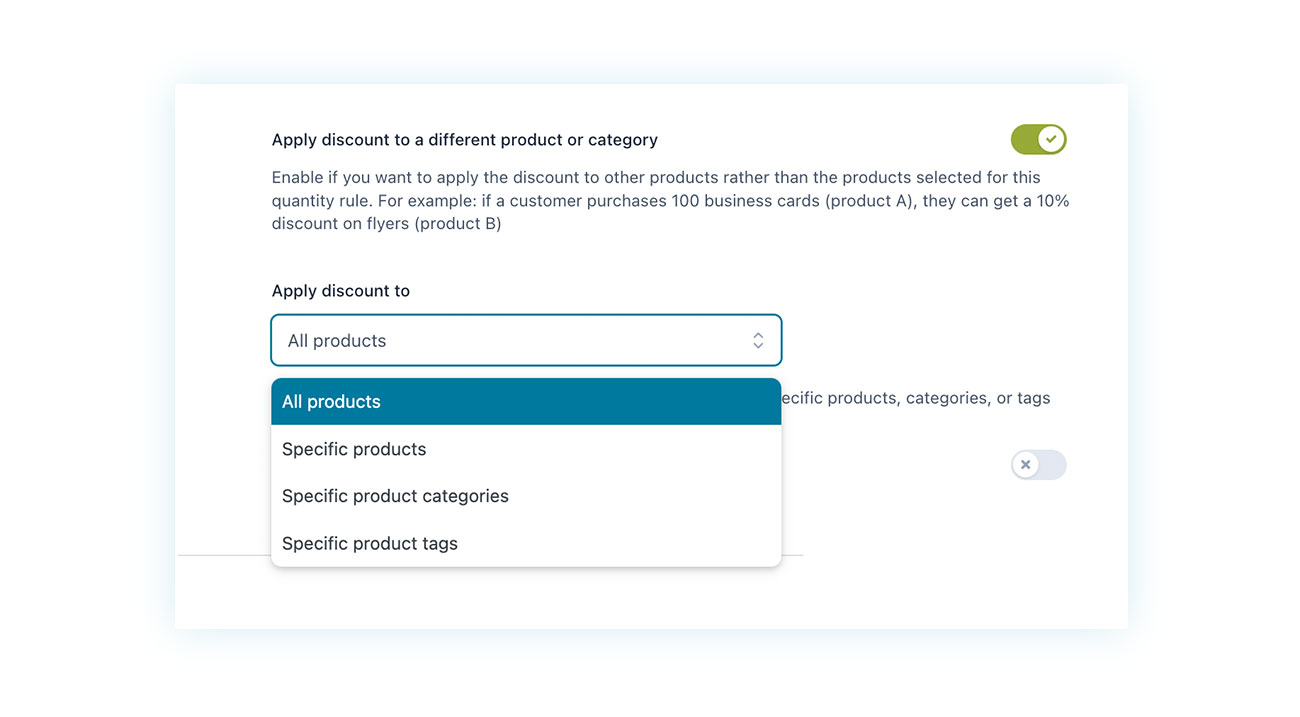 Apply discount to different products