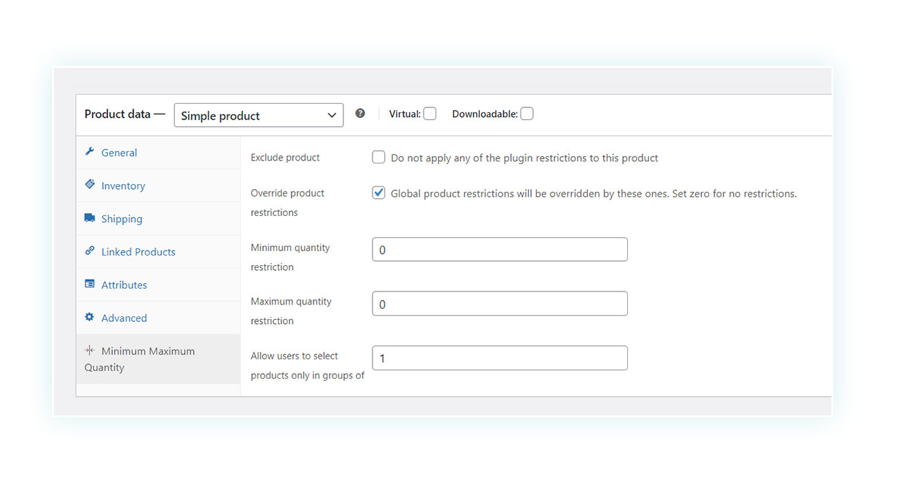Minimum and maximum product limits