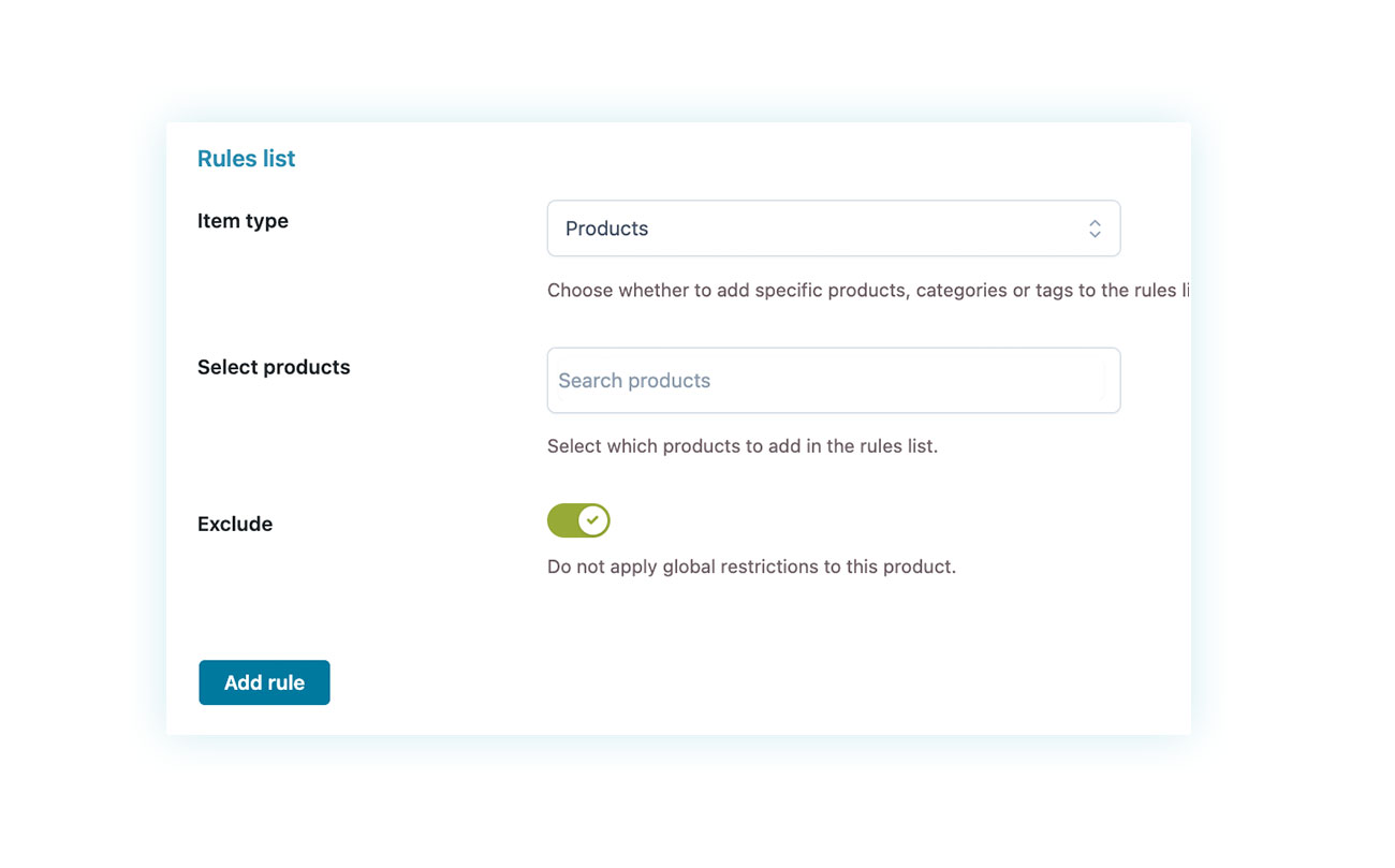 Bulk actions - Exclude
