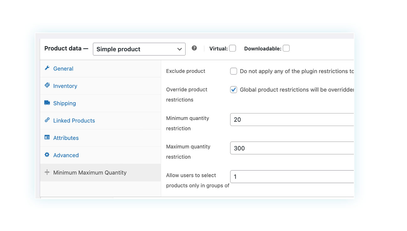 Custom product rules
