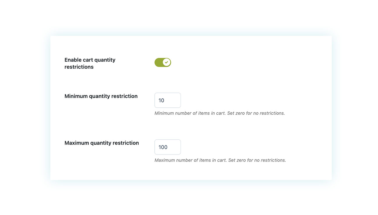 Minimum order spend