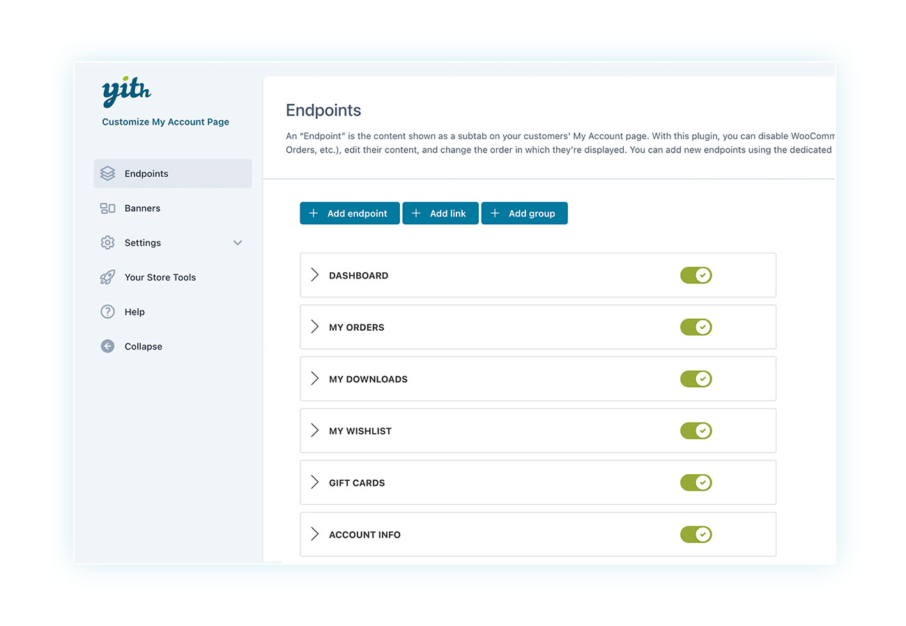 Customize my account page plugin