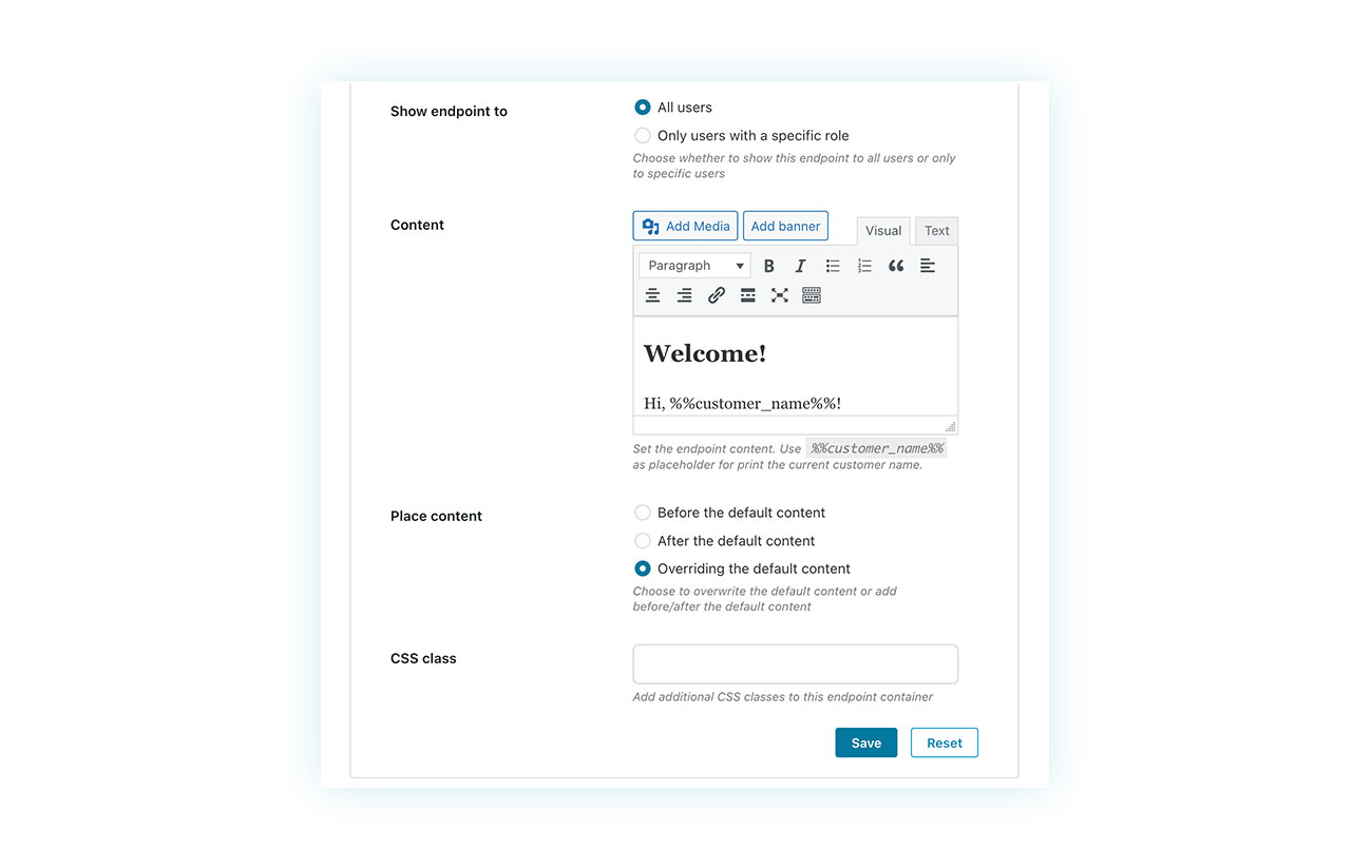 Customize the multiple fields in the section