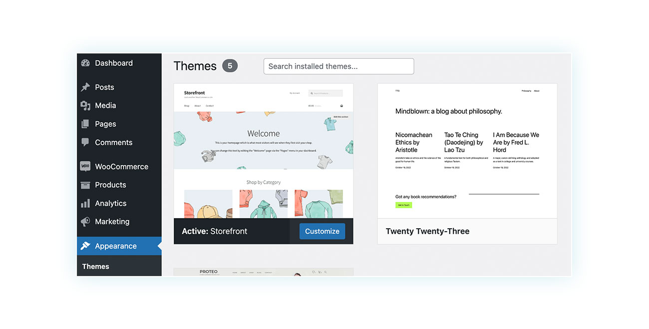 Themes featured on the site