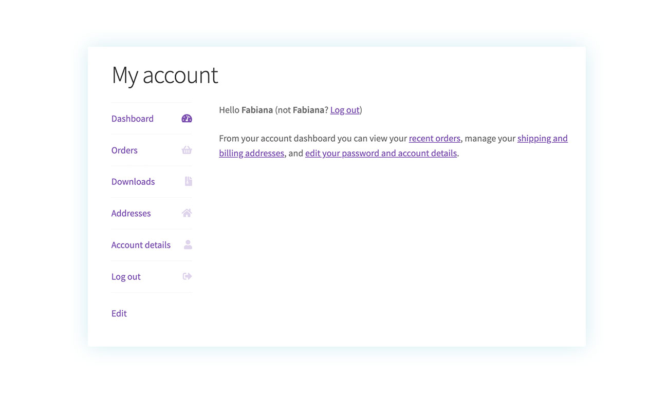 WooCommerce My Account page