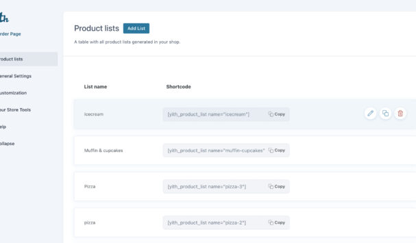 Product lists