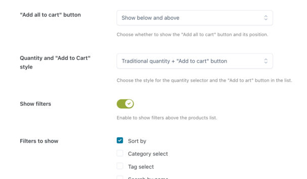 Product list configuration - Display options (2/2)