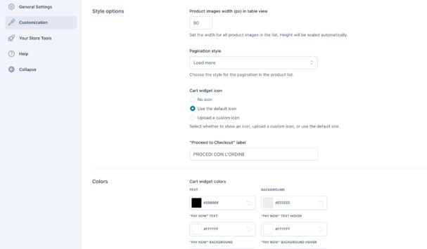 Customization tab