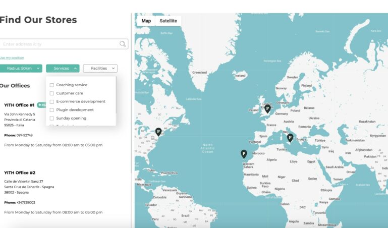 Store Locator filters