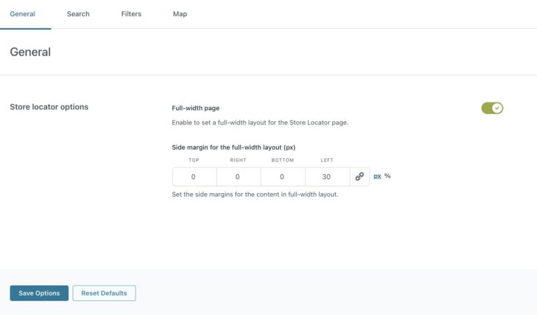 Store Locator page - general options