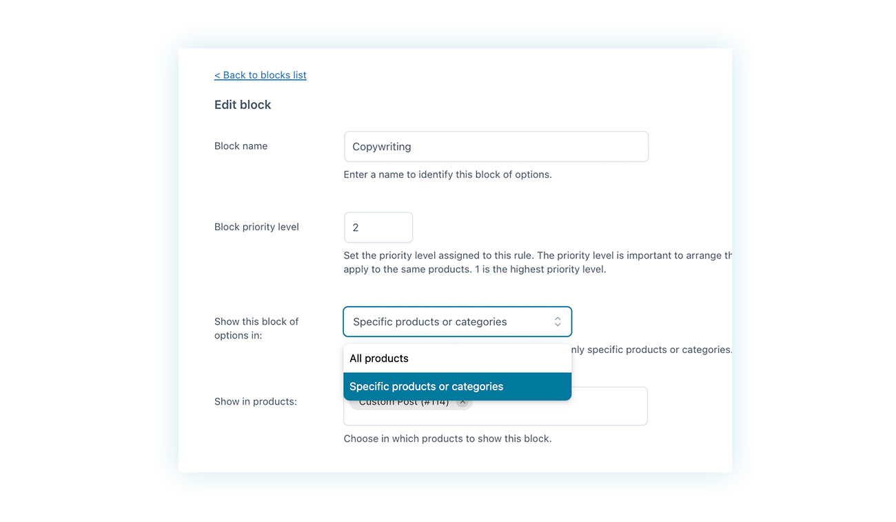 Choose where to show customization options